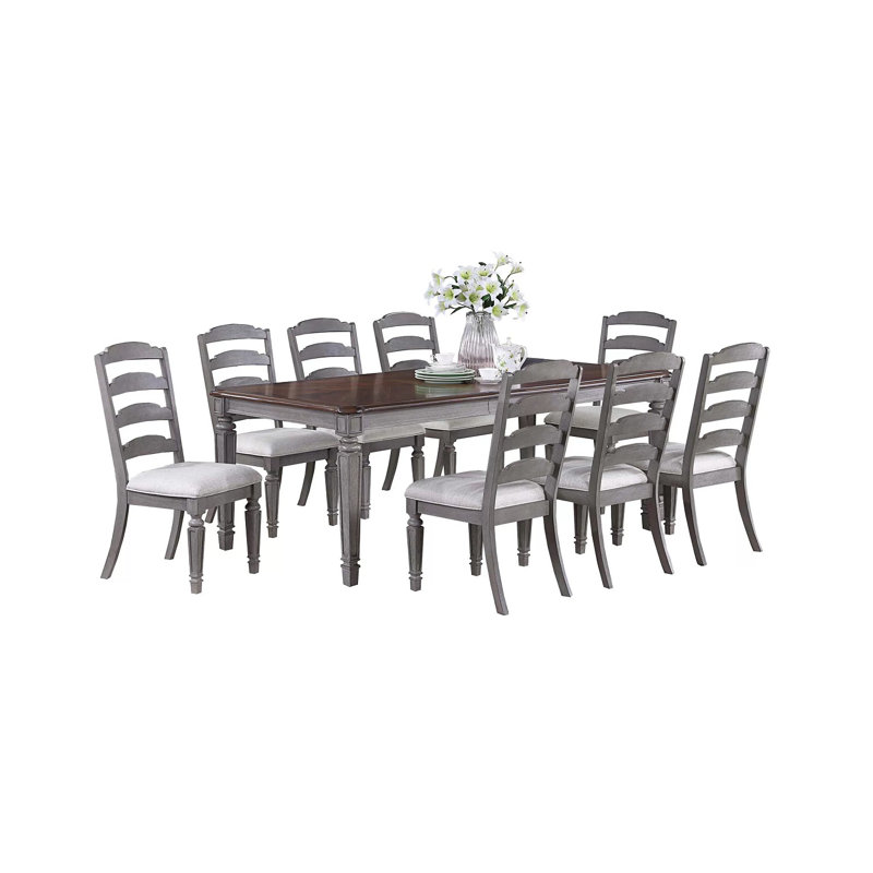 Ensemble de salle à manger extensible 9 pièces avec chaises rembourrées Askern