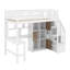 Lit mezzanine simple avec bureau intégré, DEL, tablettes de rangement, armoires et escalier-552793141