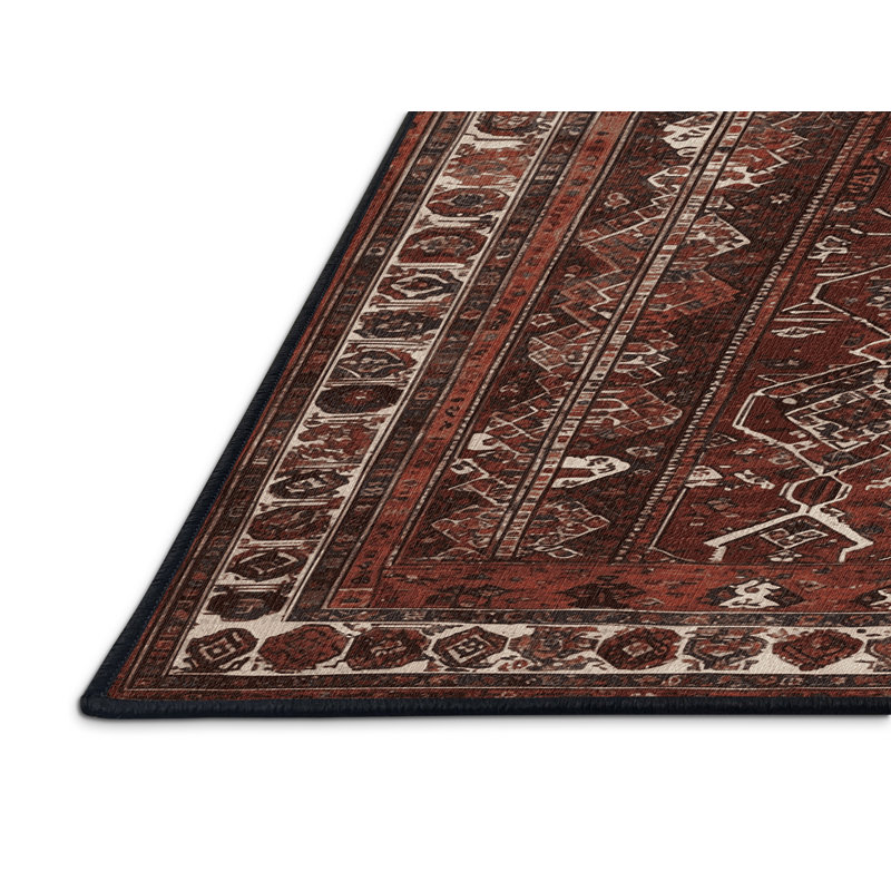 Tapis persan noir lavable à la machine, Carré 4 pi