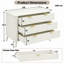 100cm 3 Drawer Chest of Drawers Fluted Storage Cabinet Rounded Corners Gold Handles Solid Wood Legs Bedroom Unit, Cream White