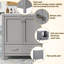Meuble-lavabo gris 30 po avec lavabo sous-comptoir simple, portes à fermeture douce et armoire de rangement, structure en bois massif-1319287685