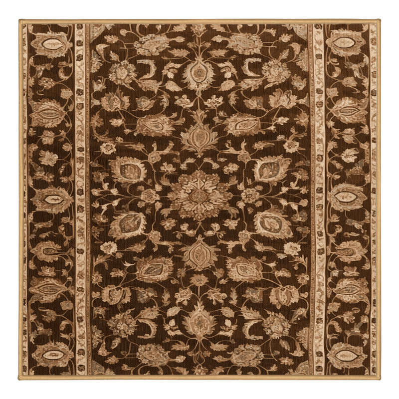Tapis brun lavable à la machine, Carré 8 pi