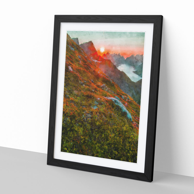 Mountains in Lofoten Norway - Framed Print, 36cm H x 27cm W x 2cm D, Black Framed