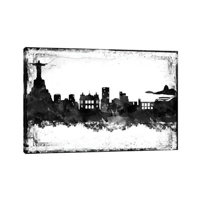 Rio Black And White Framed Skylines by WallDecorAddict - Wrapped Canvas Gallery-Wrapped Canvas Giclée