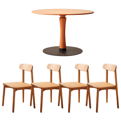 Table ronde rétro en bois massif de cerisier
