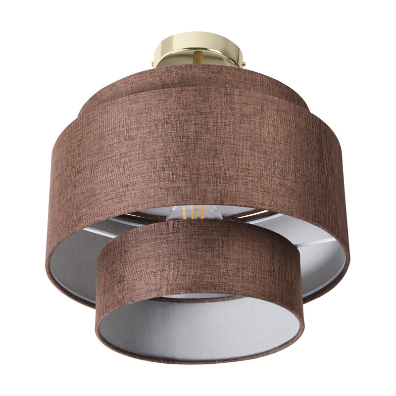 1 - Light Gold Drum Pendant, Brown