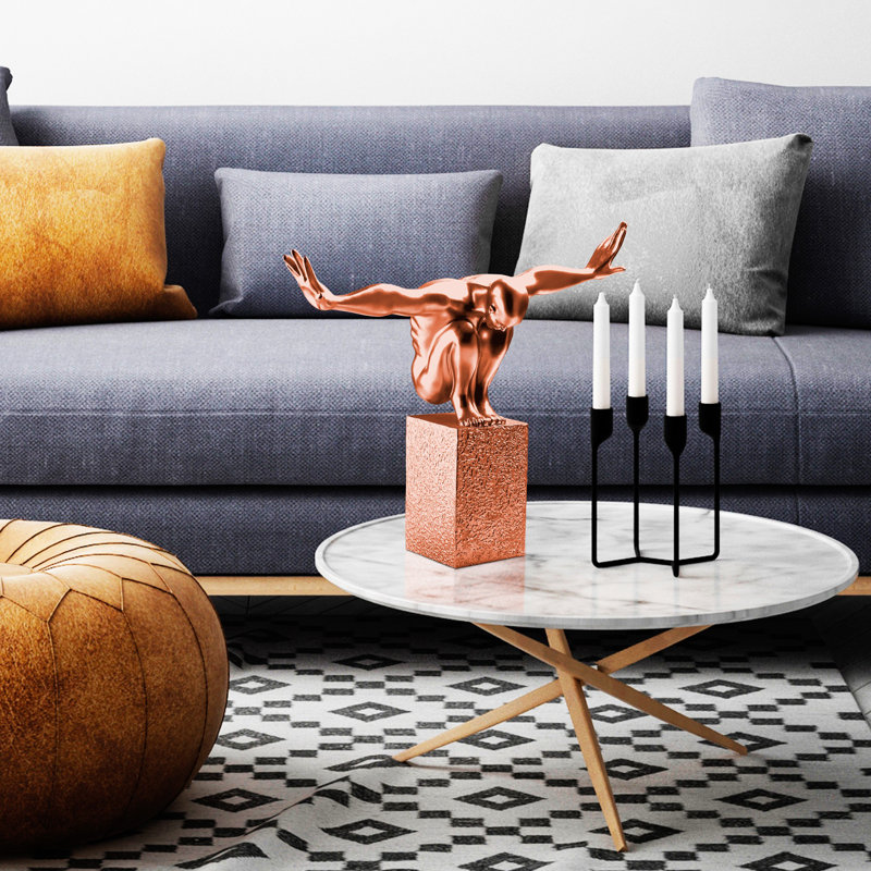 Hand-Painted Decorative Object, Copper Color, 19.7 x 16.9 x 7.9 inches | 100% Polyester Material, Unique Design | Ideal for Home Décor, Living Room Accents, Adds Elegance & Style to Any Space