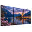 «Lakeside Town at Dusk with Magnolias and Mountain Range», ensemble de 3 toiles-131253096