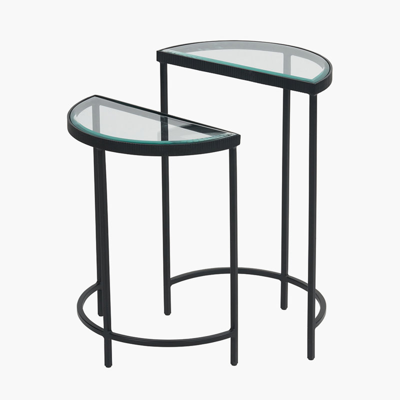 Silber Glass Top Frame Nesting Tables