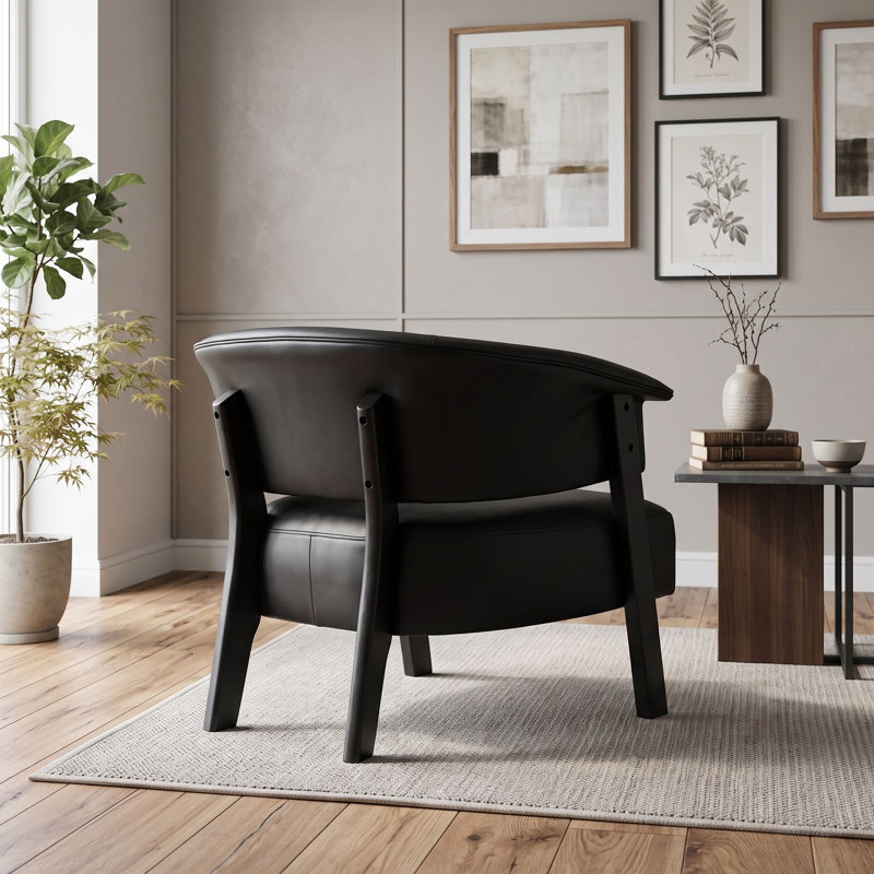 Fauteuil à oreilles en similicuir, Noir