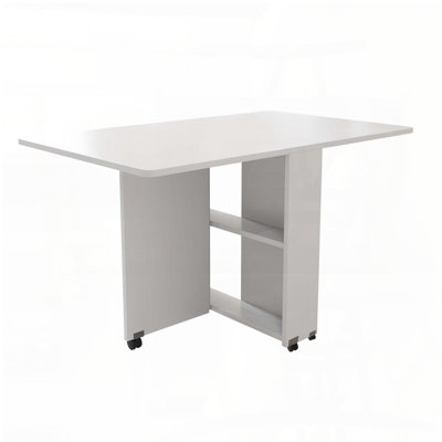 Folding Drop Leaf Dining Table with Wheels and Storage