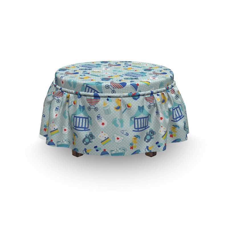 Ensemble de housse pour repose-pieds à coussins carrés 2 pièces baby crestcent moon