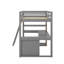 Lit mezzanine double avec tablettes et bureau