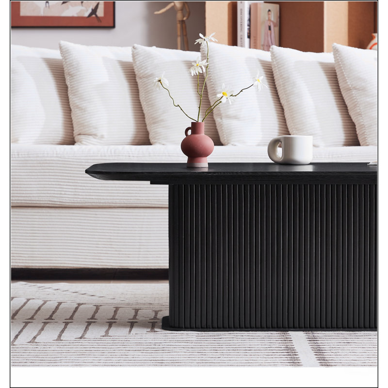 Table basse avec surface en bois de chêne noir et pieds en métal noir