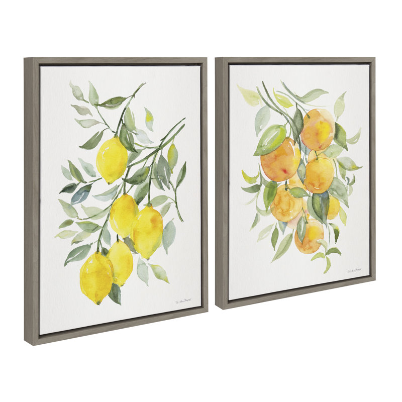 "Orange agrume et citron" par Patricia Shaw, ensemble d'art mural sur toile encadrée