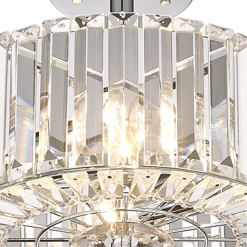 Plafonnier semi-encastré 2 lumières 12 "avec abat-jour en cristal K9 12" Chrome, luminaire d'intérieur de luxe moderne