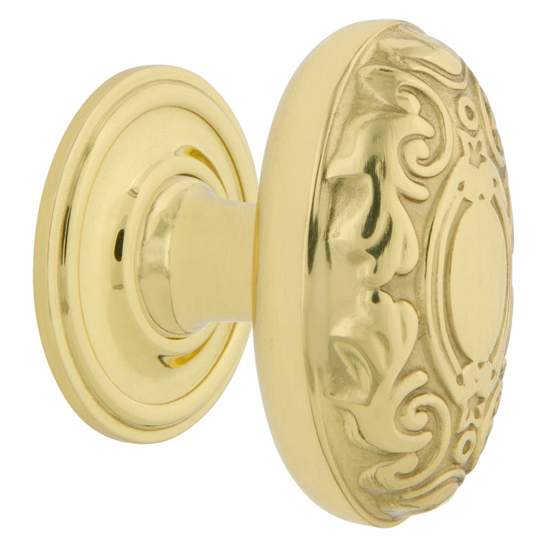 Victorian 1 3/4" Length Oval Knob, Unlacquered Brass