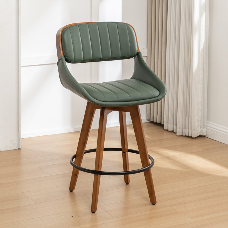 Tabourets de comptoir pivotants en similicuir, Vert, Tabouret de comptoir (siège d'une hauteur de 26,4
