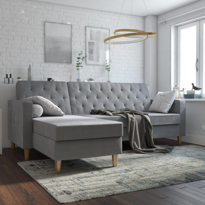 3 Seater Sofa Bed, Light Grey Chenille