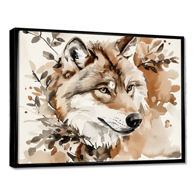 Aquarelle de loup fantaisiste en automne - décoration murale loup