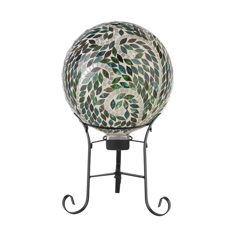 Globe terrestre en mosaïque 15 "avec motif de volutes et support