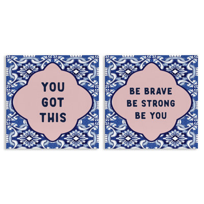 Encourageant les mots sur un ensemble de toiles 2 pièces Boho, design par Lettré et doublé