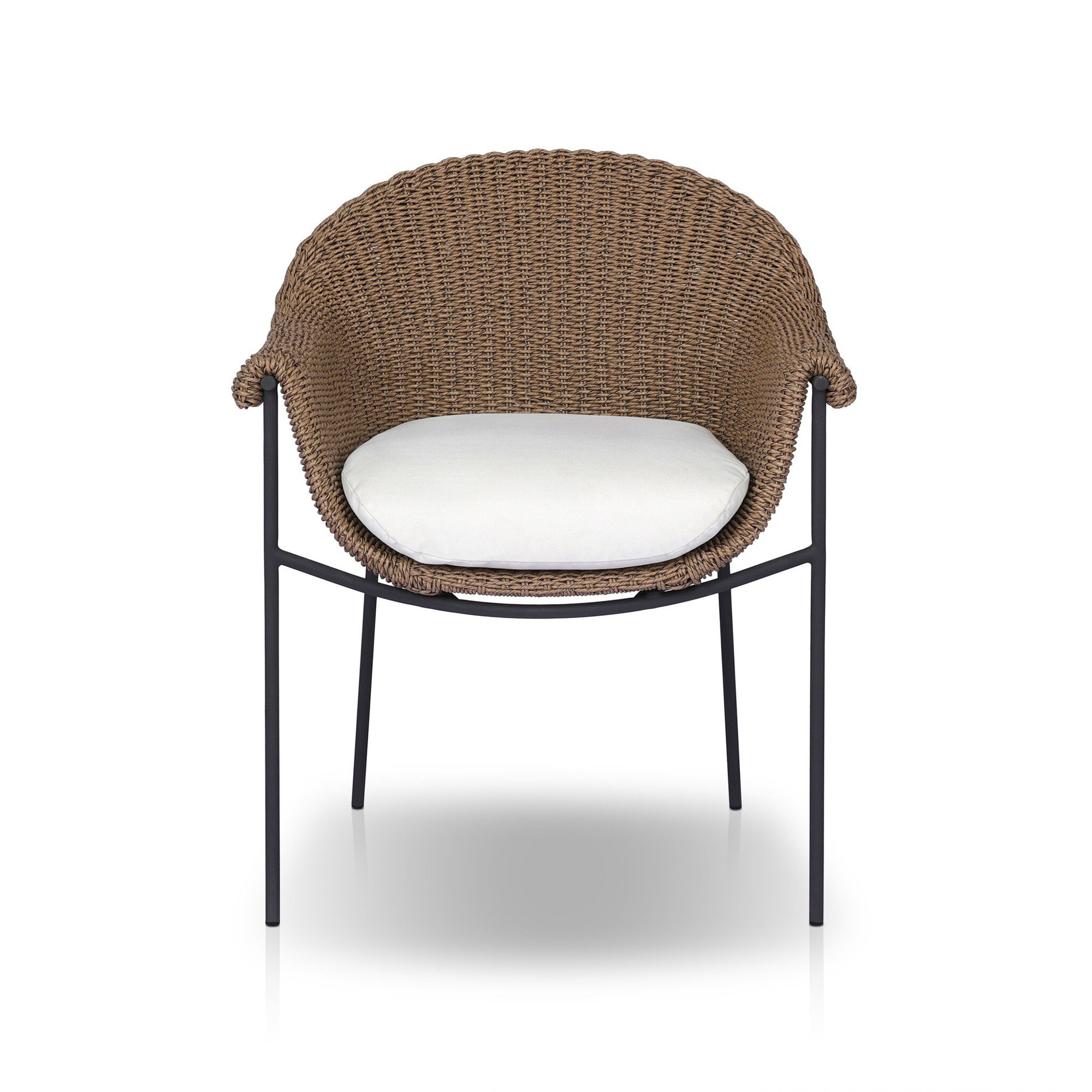 Nabia Premium All-Weather Wicker Outdoor Dining Armchair with Cushion, Cream