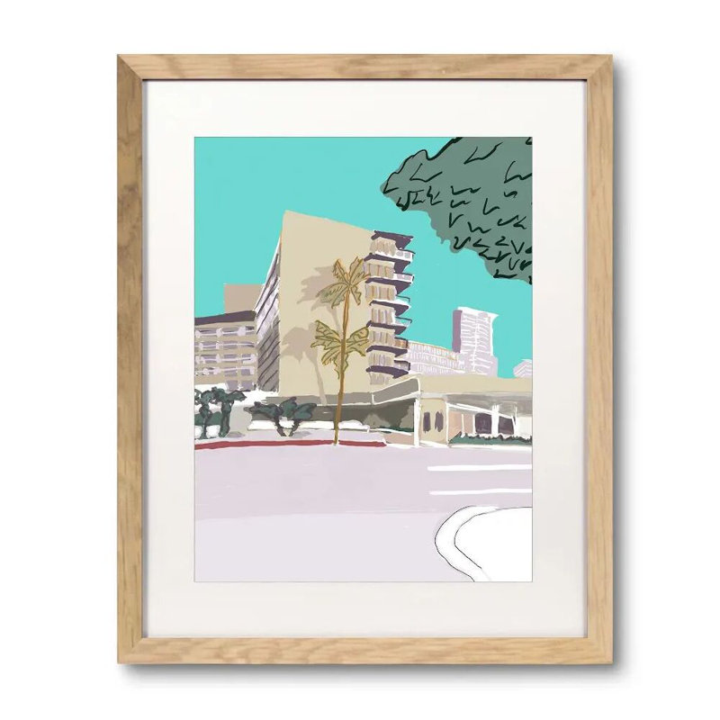 Hilton Hotel Print by Deborah Blum, 32" H x 26" W x 1.25" D, White, Natural Single Picture Framed Paper
