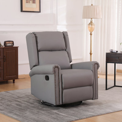 Fauteuil inclinable manuel pivotant à 360 degrés avec garniture cloutée pour le salon