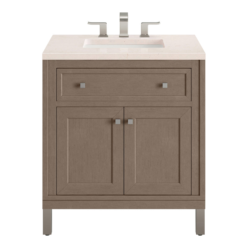 Chicago 30'' W Single Vanity, Glossy White, White Zeus, 8" Widespread