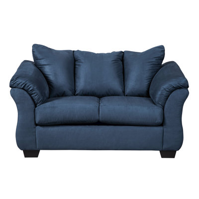 Aruca Navy Blue Microfiber Pillow Back 2-Piece Living Room Set, Sofa and Loveseat, Navy Blue -  Latitude Run®, 812E6DEE949E43A2AF4F4B3D8FACADA9