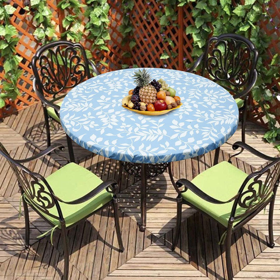 Round Table Protector Wipeable Circle Tablecloth 110cm, Elastic Edged Fitted Table Cloth