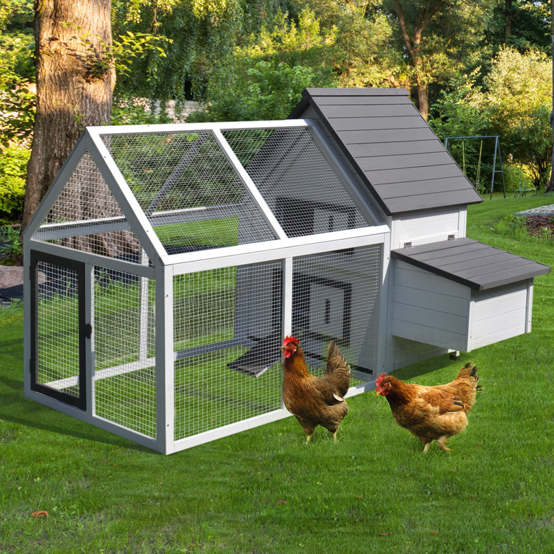 Torrance Chicken Coop with Run Wooden Hen House Nesting Box 166 x 124 x 112cm