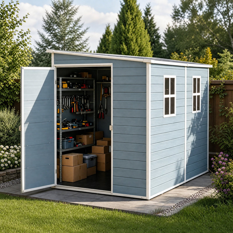 Abri de jardin en résine de 1,20 m x 2,40 m avec plancher et fenêtres