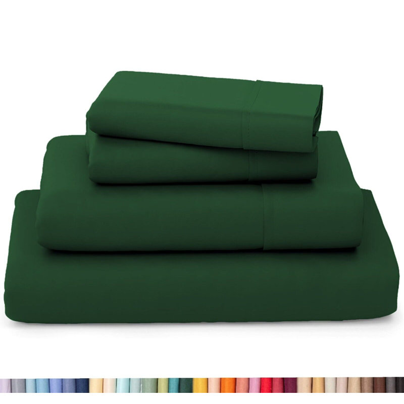 Ultra Soft Bamboo Sheet Set - 4 Pc Set - Wrinkle Resistant - Cooling Sheets with Deep Pockets, Emerald