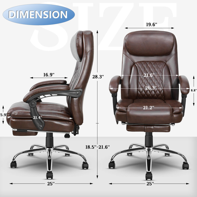 6 Point Vibrating Massage Office Chair with Heating Function, Footrest, Height Adjustable, Brown