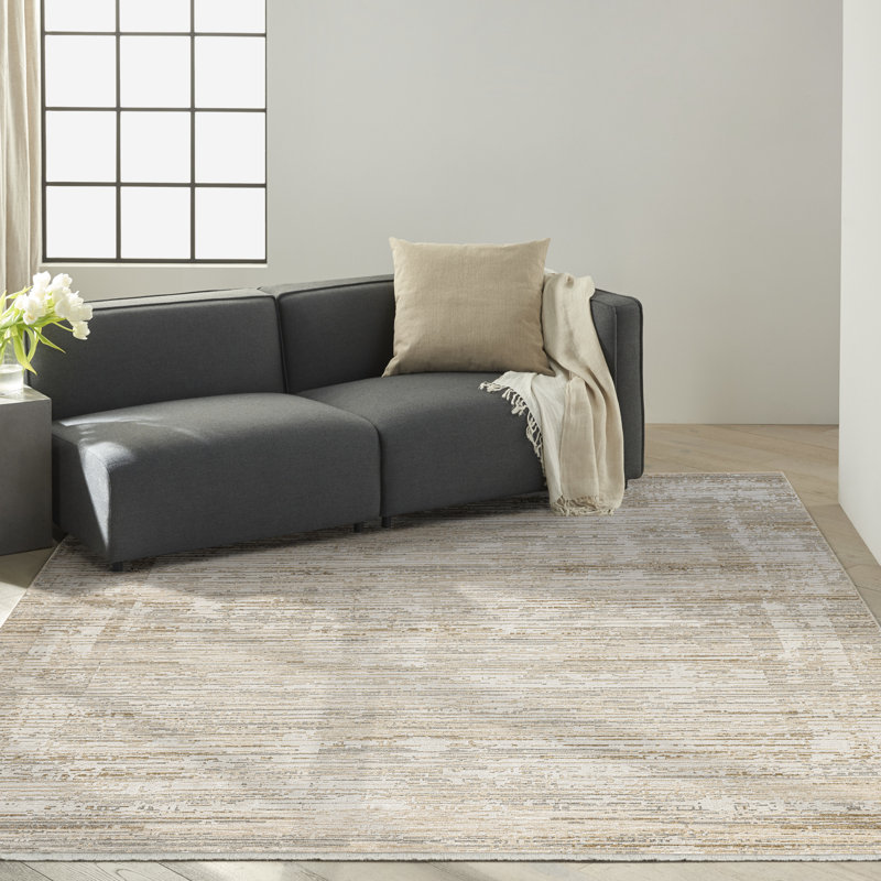 Calvin Klein CK078 Summit 5'3" x 7'9" Natural Ivory Modern Indoor Rug, Rectangle 5'3" x 7'9"