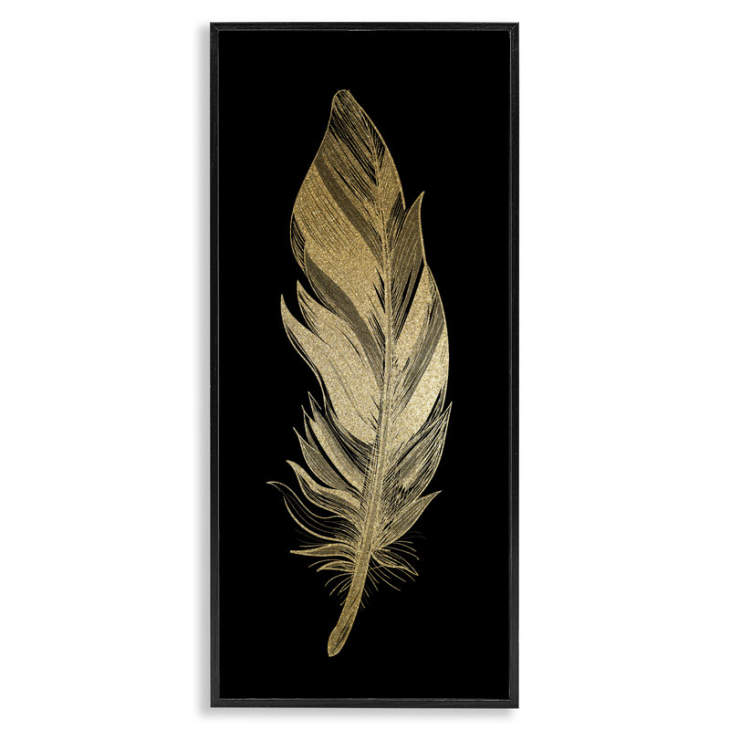 Estampe numérique encadrée de plumes glamour, design par Kim Allen, H 24 po x l 10 po, Giclée encadrée noir minuit