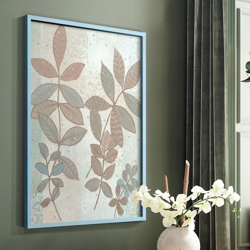«Leaf Cluster I», reproduction encadrée - bois massif, Bleu, H 10 po x l 8 po