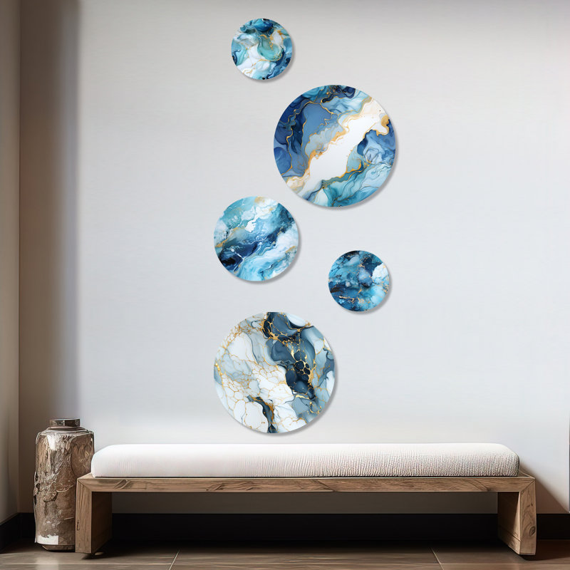 Korzen - ensemble d'art mural rond en marbre Glam de 5