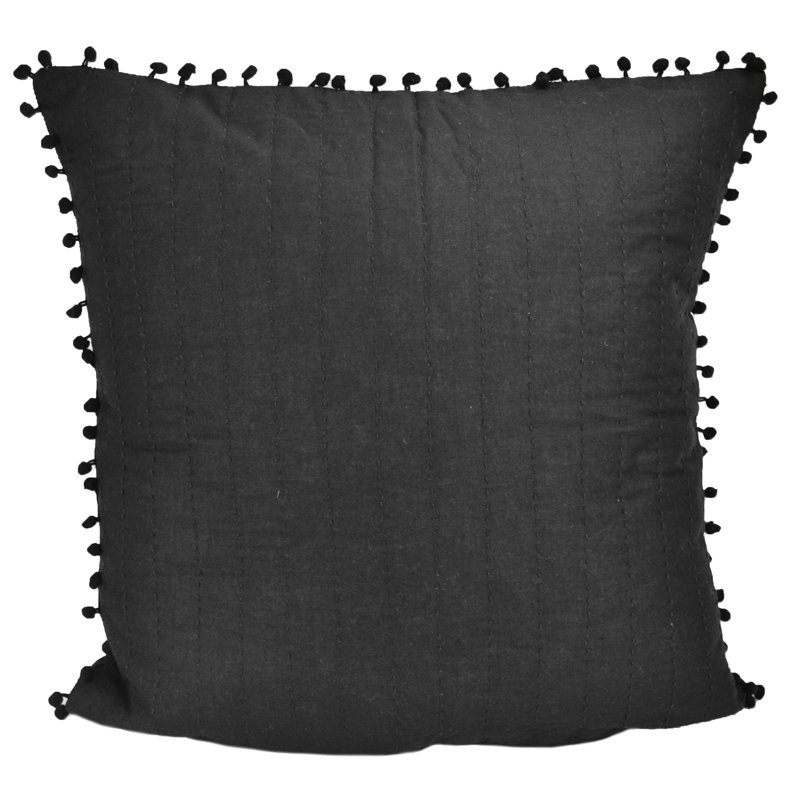 Donna Sharp Black PomPom Square Decorative Pillow