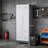 This 64.99-Inch Gray And White Color-Blocked Metal Broom Storage Cabinet Features A Lockable Door, Shelves, A Hanging Rod, And S-Hooks, Specifically Designed For Storing Cleaning Tools.-177431437