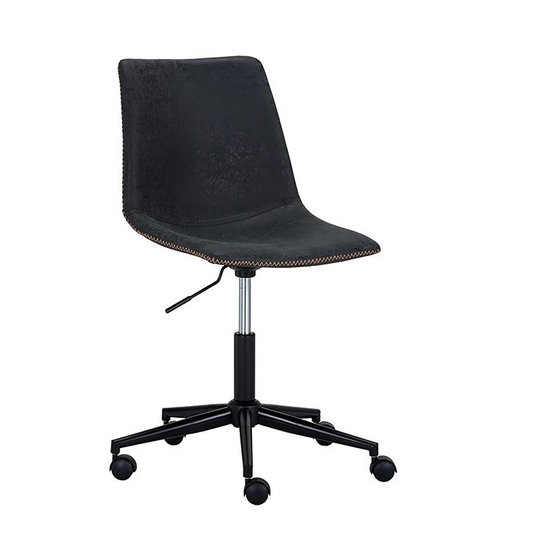 Swivel Task Chair, Black Faux Leather