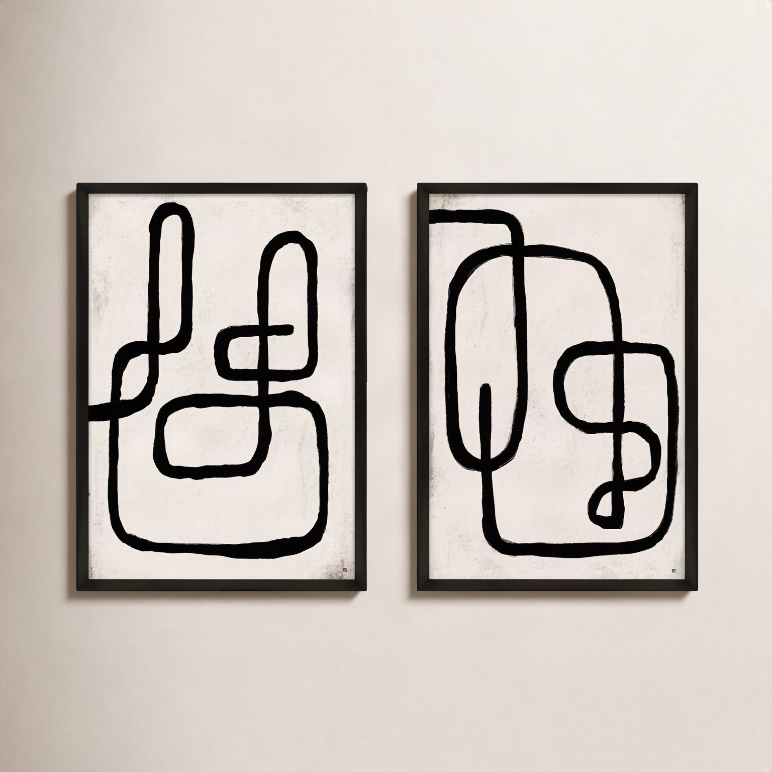 Linework by StudioM, 38" H x 53" W x 1.25" D, Black Framed Paper