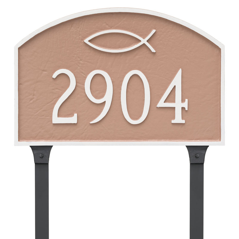 Enseigne d’adresse pour pelouse sur 1 ligne icthus prestige, Gris / Argent, Oui
