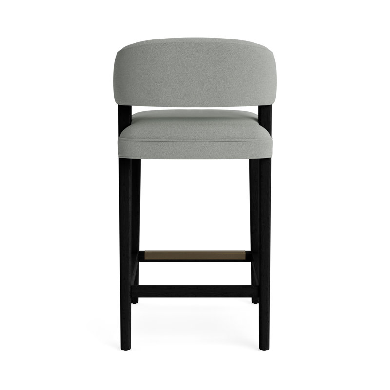 Keane Bar Stool, Performance Boucle - Mineral Green, Black, Bar Stool (30” Seat Height)