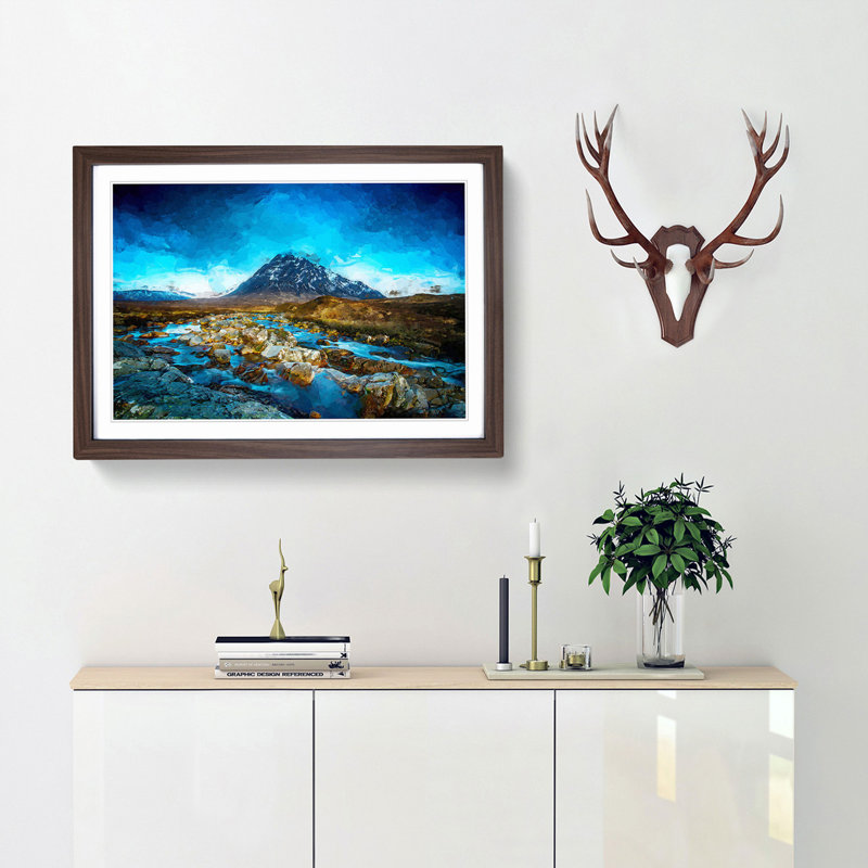 Glencoe in Scotland - Picture Frame Graphic Art Print, 27cm H x 36cm W x 2cm D, Walnut Framed