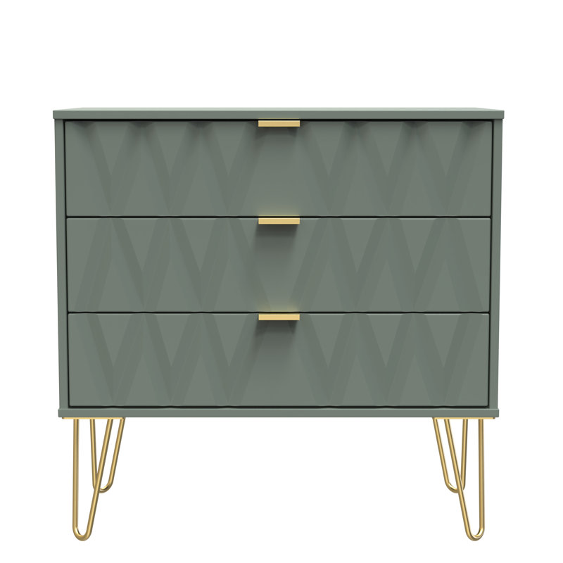 Aleza 77 cm W Chest of 3 Drawers, Green