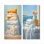 Ensemble de 2 serviettes à linge blanches et orange Coastal-147518352