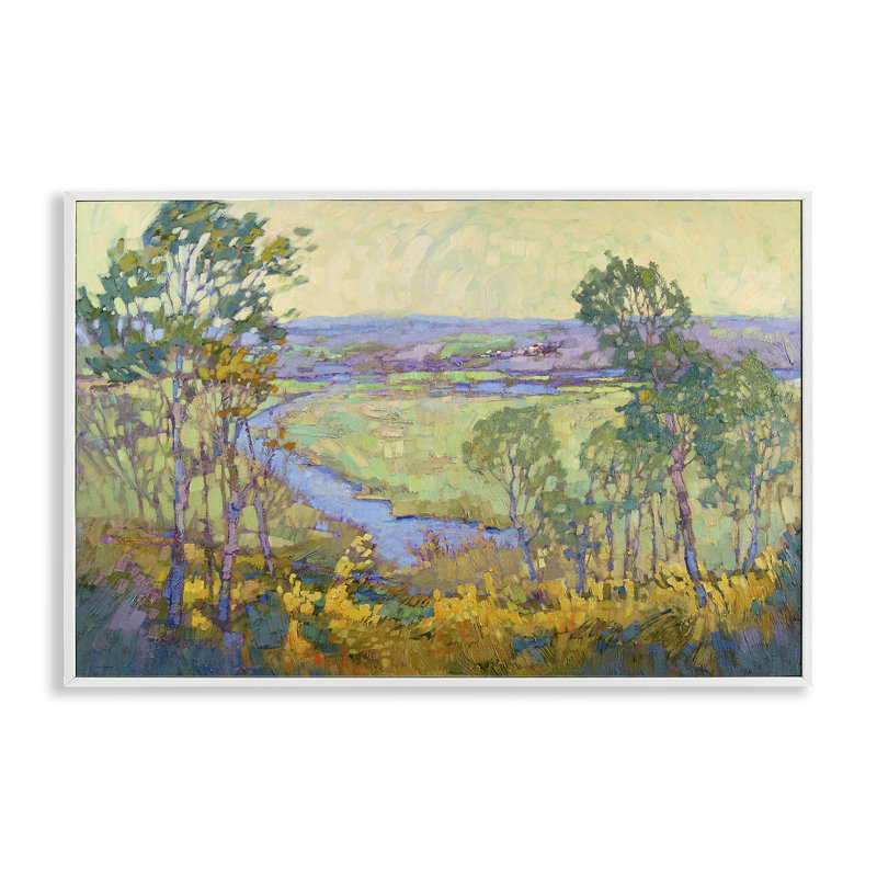 Abstract Winding Stream Giclee Art by Barbara Schilling, Coastal White Framed Giclee, 20" H x 30" W